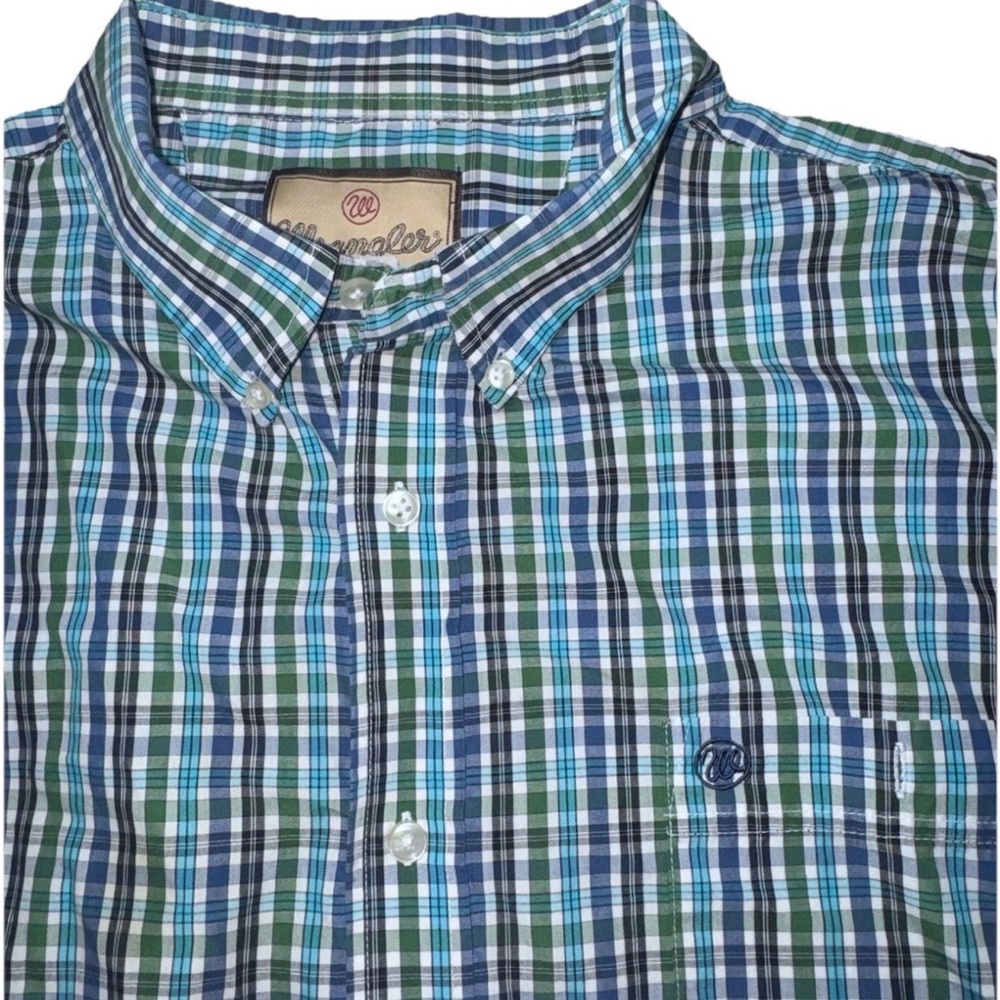 Wrangler Western Shirt Collared Boho Blue Green Black Plaid Size 3XL Mens Cowboy